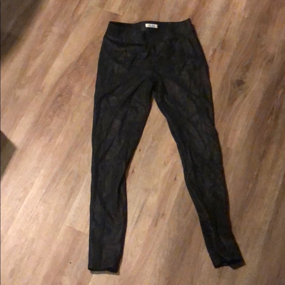 Black metallic leggings